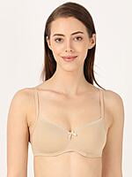Jockey Women's Wirefree Padded Super Combed Cotton Elastane Stretch Medium Coverage Lace Styling T-Shirt Bra with Adjustable Straps - Style 1723