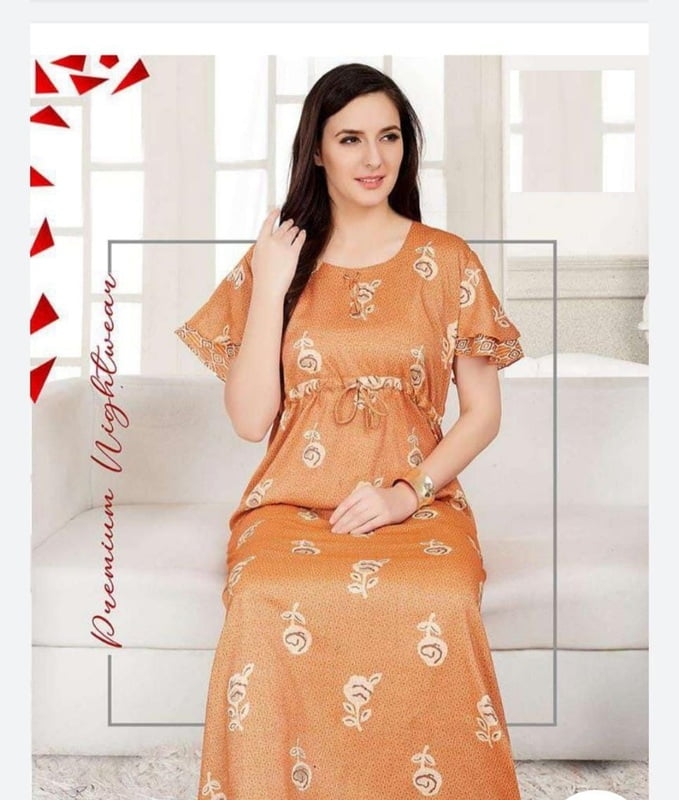 Minelli Full length Nightdress with Knot - Yellow Petal Minelli Full length Nightdress with Knot - Yellow Petal