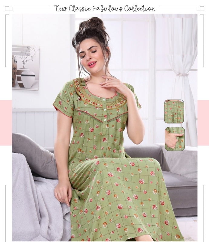 Minelli Alpine Nightdress - Light Green Grids Minelli Alpine Nightdress - Light Green Grids