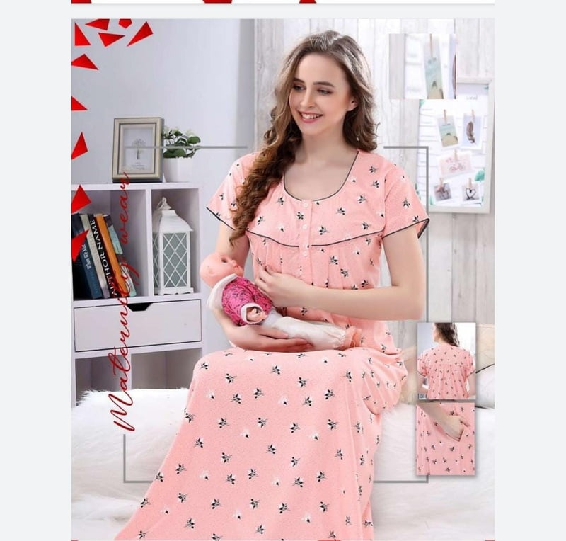 Minelli Women's Printed Long Feeding Nightdress - Light Pink Flower