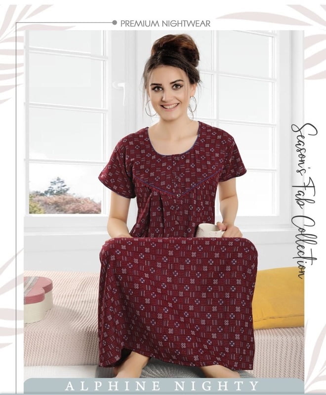 Minelli Alpine Nightdress - Brown Crosses