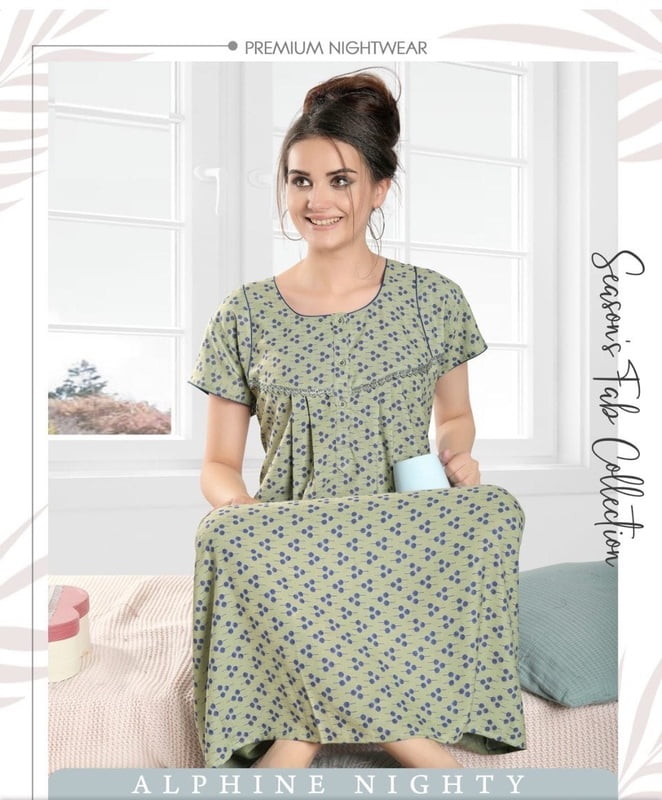 Minelli Alpine Nightdress - Light Green Triangle Minelli Alpine Nightdress - Light Green Triangle