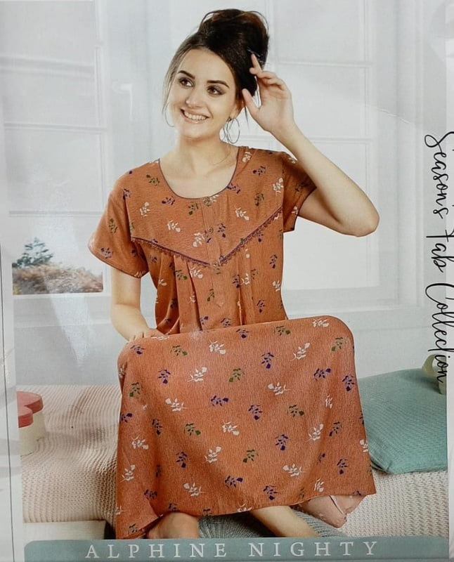 Minelli Alpine Nightdress - Mustard Design Minelli Alpine Nightdress - Mustard Design