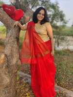 Ravishing Red Kota Silk - Hand Crafted Saree