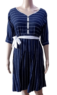 Minelli Navy Blue Stripes Pattern  Short Nighty