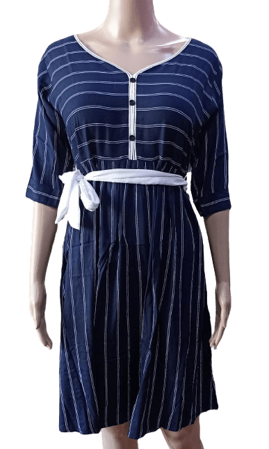 Minelli Navy Blue Stripes Pattern  Short Nighty