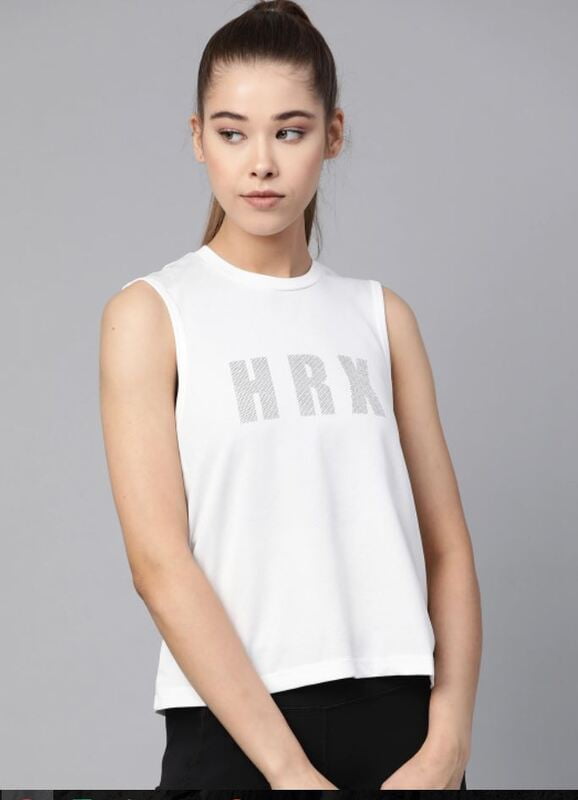 HRX by Hrithik Roshan Women White Printed Rapid Dry Antimicrobial Training T-shirt HRX by Hrithik Roshan Women White Printed Rapid Dry Antimicrobial Training T-shirt