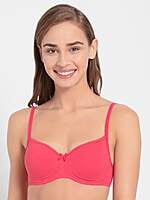 Jockey Women's Wirefree Padded Super Combed Cotton Elastane Stretch Medium Coverage Lace Styling T-Shirt Bra with Adjustable Straps - Style 1723