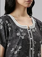 Minelli Alpine Nightdress - Greyish Flowers