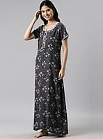 Minelli Alpine Nightdress - Greyish Flowers