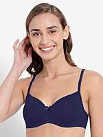 Jockey Women's Wirefree Padded Super Combed Cotton Elastane Stretch Medium Coverage Lace Styling T-Shirt Bra with Adjustable Straps - Style 1723