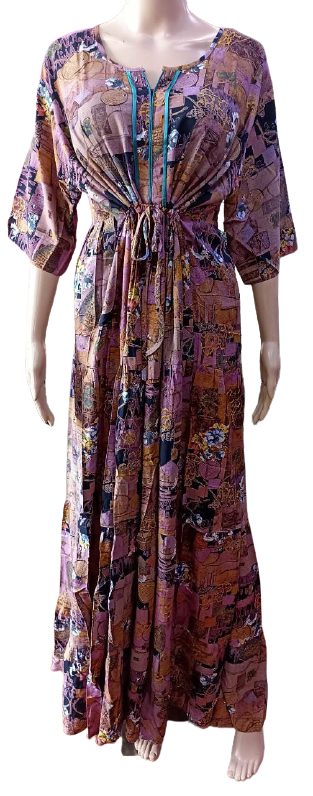 Minelli Womens Printed Ghagra Nighty - Brown Minelli Womens Printed Ghagra Nighty - Brown