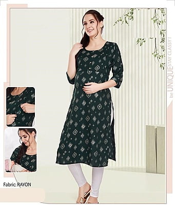 Minelli Maternity & Nursing / Feeding  Kurti with enclosed Zip- 3394