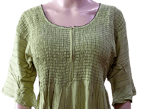 Minelli Smocking Rayon Nighty - Light Green Stripes Minelli Smocking Rayon Nighty - Light Green Stripes