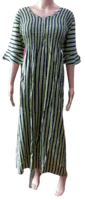 Minelli Smocking Rayon Nighty - Green Vertical Stripes Minelli Smocking Rayon Nighty - Green Vertical Stripes