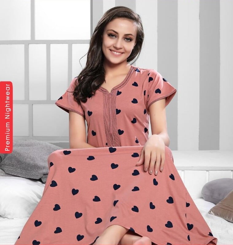 Minelli Orange Heart Full Length Nightdress Minelli Orange Heart Full Length Nightdress