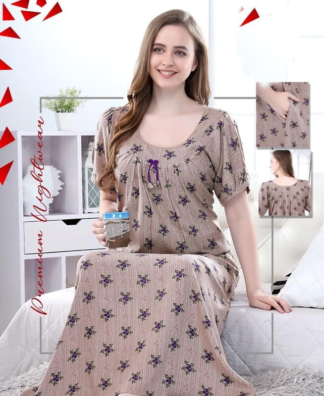 Minelli Cream Flowers Full Length Nightdress Minelli Cream Flowers Full Length Nightdress