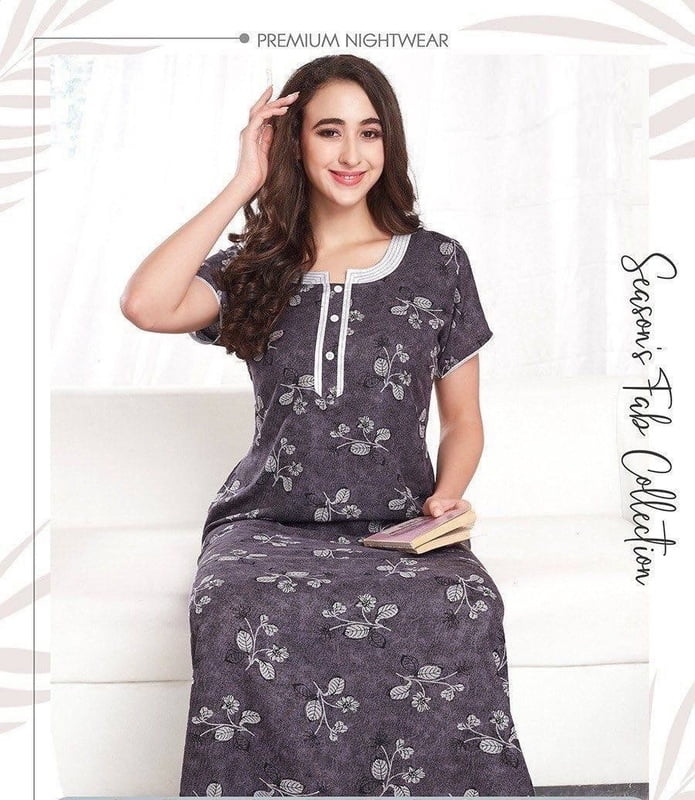 Minelli Alpine Nightdress - Greyish Flowers Minelli Alpine Nightdress - Greyish Flowers
