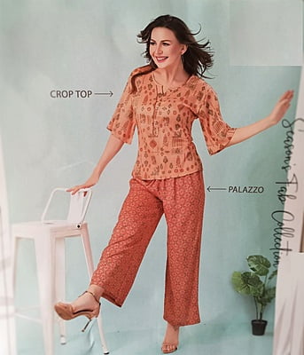 Minelli Crop Top Night Suit - Orange