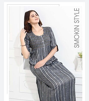 Minelli Smocking Rayon Nighty - Grey