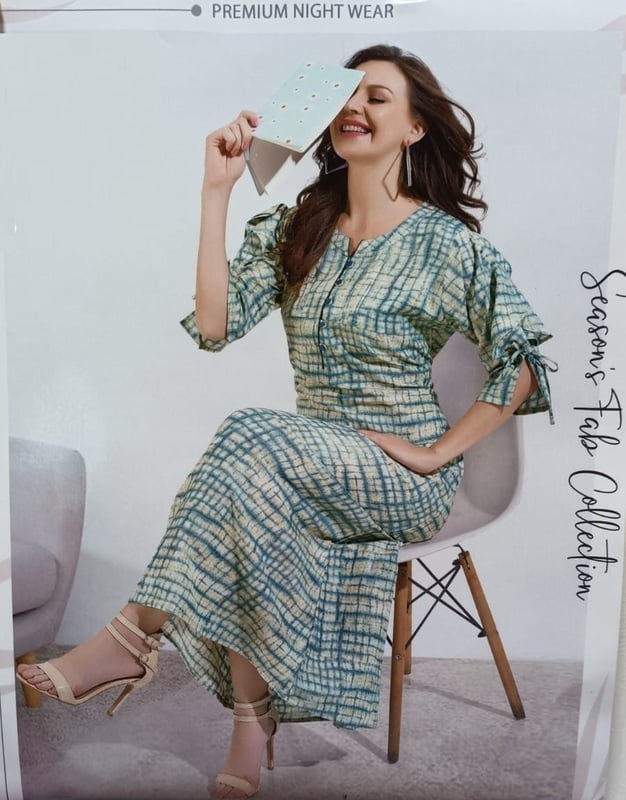 Minelli Alpine Nightdress - Green Stripes Minelli Alpine Nightdress - Green Stripes