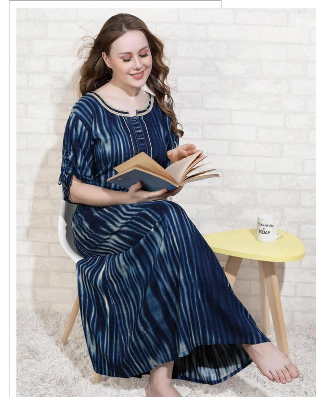 Minelli Alpine Rayon Nightdress - Blue Lines Minelli Alpine Rayon Nightdress - Blue Lines
