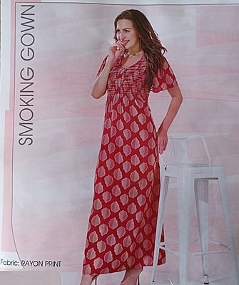 Minelli Womens Printed Smoking Gown Nighty - 4733