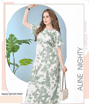 Minelli Full Length Aline Premium Rayon Nightdress - 4746B