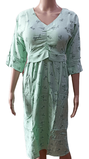 Minelli Printed Maternity / Feeding Gown - Light Green Butterfly Minelli Printed Maternity / Feeding Gown - Light Green Butterfly