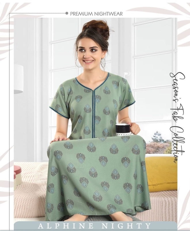 Minelli Alpine Nightdress - Light Green Print Minelli Alpine Nightdress - Light Green Print
