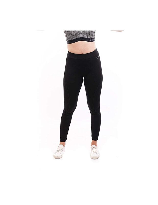 Lovable Women Girls Solid Polyester Spandex Sports Tights in Black