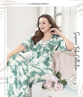Minelli Alpine Nightdress - Tie & Dye - Green