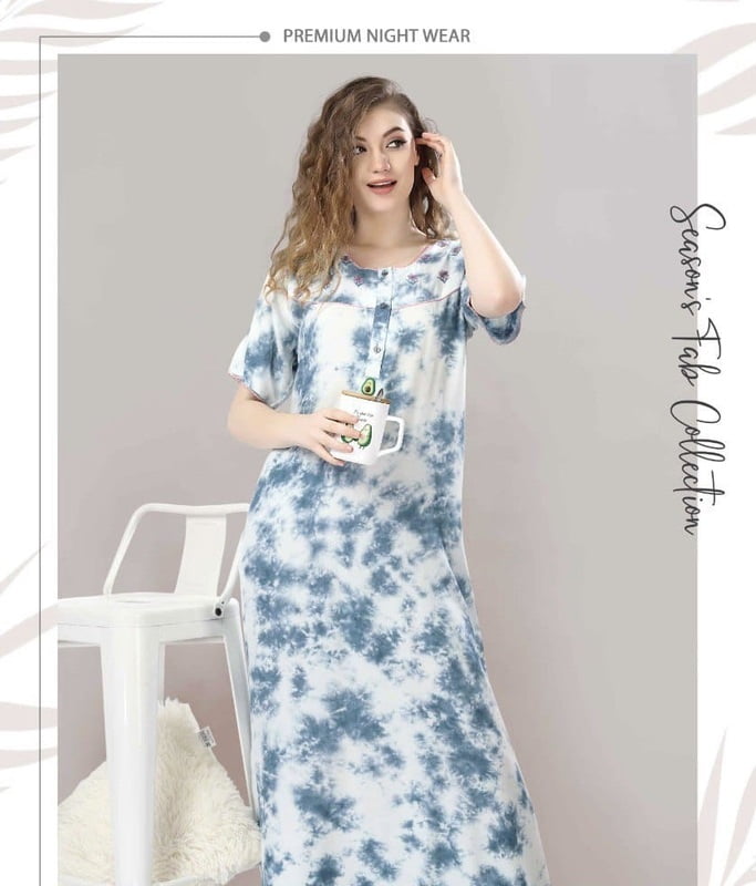 Minelli Alpine Nightdress - Tie & Dye - Blue Minelli Alpine Nightdress - Tie & Dye - Blue