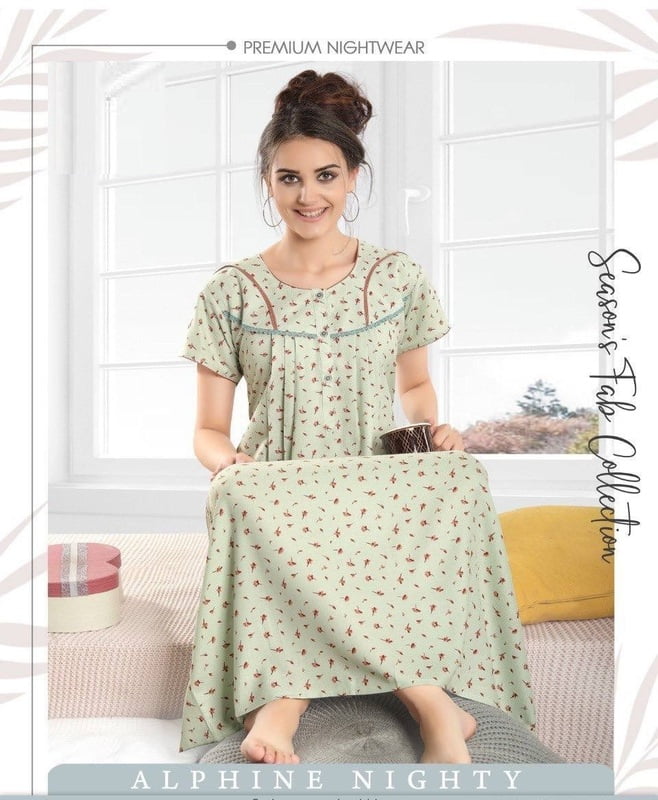 Minelli Pleat Alpine Nightdress - Light Shade Flower Minelli Pleat Alpine Nightdress - Light Shade Flower