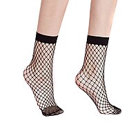 Ankle High Fishnet Mesh Women Socks, Women Fishnet Mesh Ankle Socks