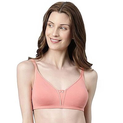 Women's Wirefree Non Padded Super Combed Cotton Elastane Stretch Full  Coverage Everyday Bra with Soft Adjustable Straps - Skin