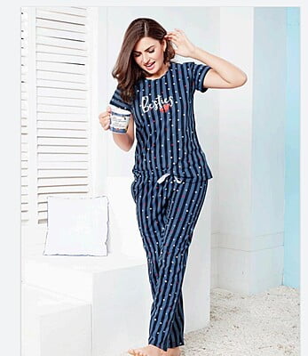 Minelli Pyjama Set Night Suit - Blue