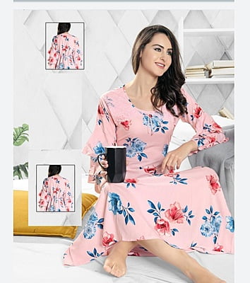 Copy of Minelli Alpine Nightdress - Pink Flowers Frill