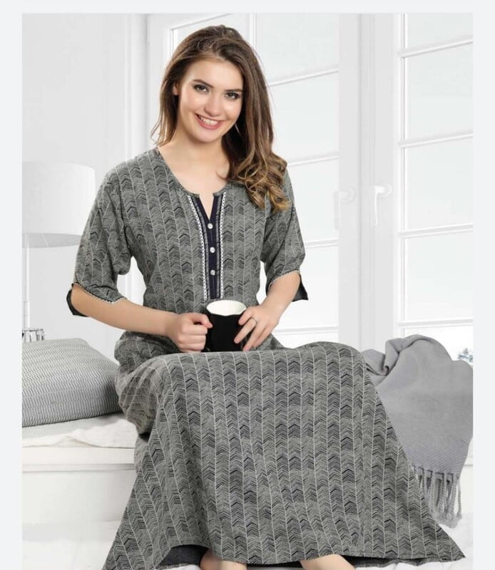 Minelli Alpine Nightdress - Black & Grey