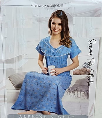 Minelli Pleat Alpine Rayon Nightdress - Blue