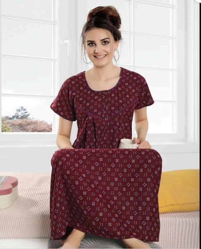 Minelli Pleat Alpine Rayon Nightdress - Brown Cross Minelli Pleat Alpine Rayon Nightdress - Brown Cross