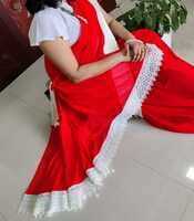 Party with Red Saree - Hand Crafted - Pure Georgette