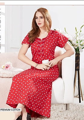 Minelli Full Length Aline Premium Cotton Nightdress - 8021A