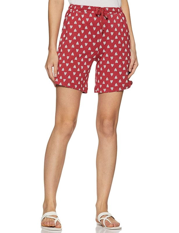 Van Heusen Printed Shorts (Red With White)