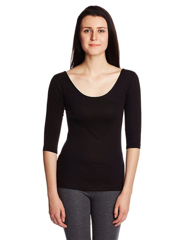 Hanes Comfty T145 Thermal 3/4 Top (Black)