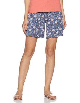 Van Heusen Printed Shorts (Blue With Pink)