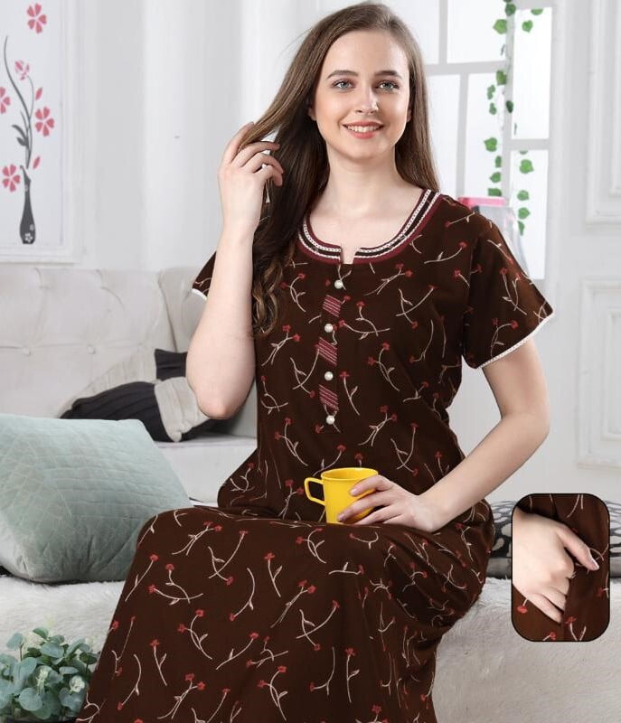 Minelli Alpine Nightdress - Brown Stems Minelli Alpine Nightdress - Brown Stems