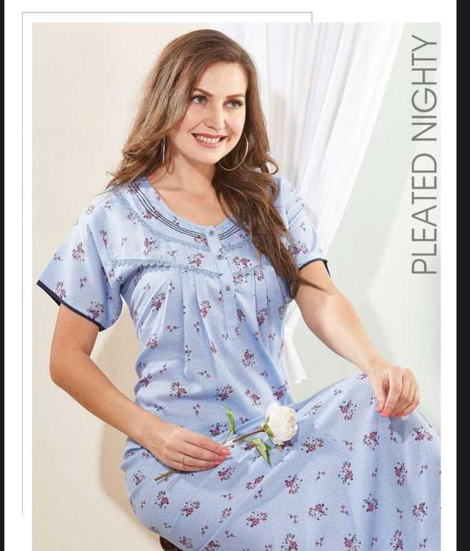 Minelli Full Length Pleat Bizzy Lizzy Cotton Nightdress - 8456