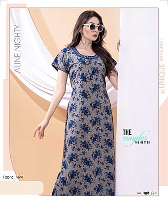 Minelli Full Length Aline Premium Cotton Nightdress - 8945C