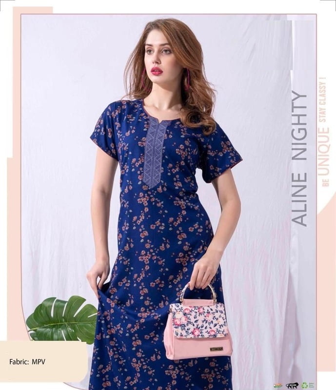 Minelli Full Length Aline Premium Cotton Nightdress - 8953B